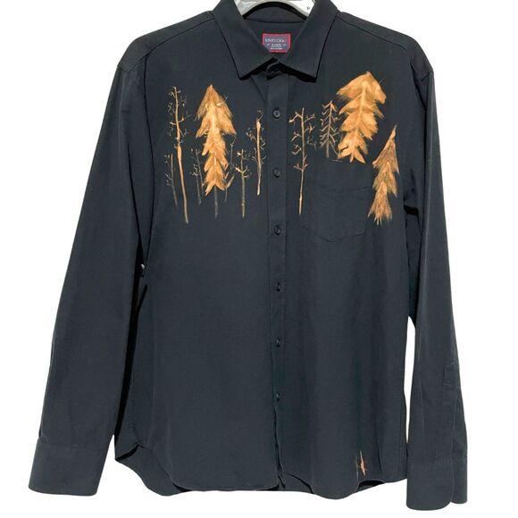 Bleach Painted Trees Landscape Upcycled UNTUCKit Long Sleeve Shirt - Picture 11 of 13
